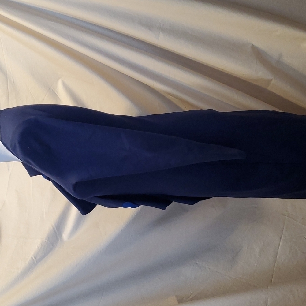 Sabie Navy Blue V-Neck Ruffle Dress SZ MD - Picture 5 of 9